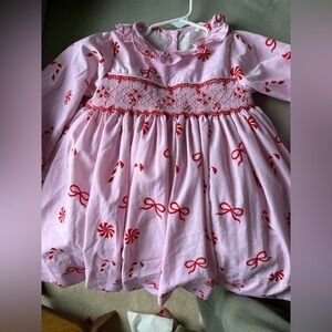 Pink Dress with Red Bow Pattern